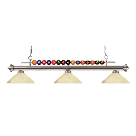 Z-Lite Shark 3 Light Billiard Light, Brushed Nickel & Golden Mottle 170BN-AGM14